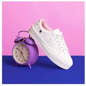 White confetti wedge sneakers
